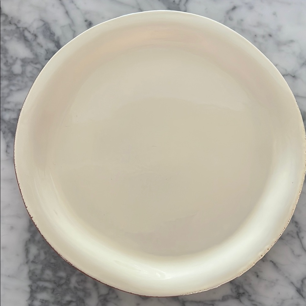 Set of 4 Elegant Cream Dinner Plate with yellow underside.